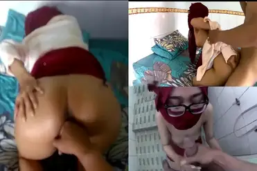Ukhti Jilbab Merah Kacamata Pasrah Digoyang Doggy